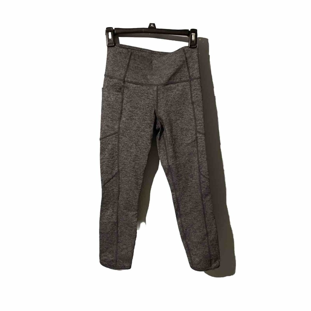 Athleta Workout Pants Tights Small Heater Gray Side Pockets